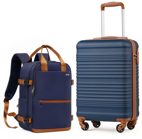 COOLIFE 55×35×20 Cabin Suitcase + 40x30x20cm Ryanair Cabin Bag EasyJet Set | Lightweight Carry On Suitcase PC+ABS Hardshell, TSA Lock 4 Wheels, Backpack – for Personal Item, Paid Hand Luggage & Flights