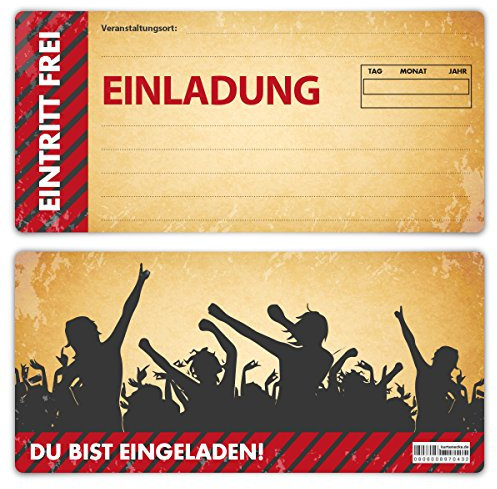 Einladungskarten Erwachsene jeder Anlass Geburtstag 12 Stück Karten - Vintage Ticket