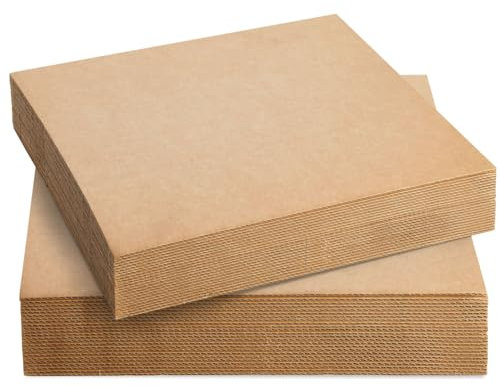 Corrugated Cardboard Sheets, 24-Pack Bulk Flat Square Inserts for Packing, Mailing, Crafts, 30.5 x 30.5 cm