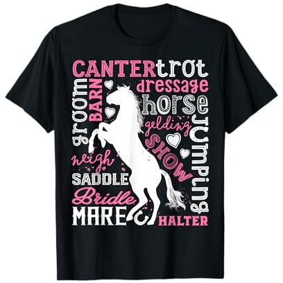 Horse Typography Word Art Girls Horseback Riding Equestrian T-Shirt