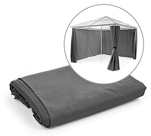 blumfeldt Pantheon Solid Sky Ambient Solar pabellón, Pared Lateral, Accesorios: 4 Paredes Laterales, protección del Viento y de miradas, poliéster de 140 g/m², hidrófugo, 3 x 3 m, Gris Oscuro