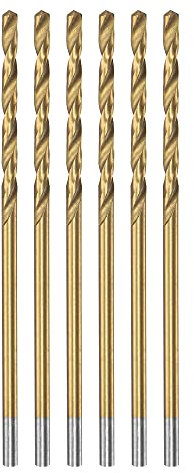 sourcing map 1.6mm Drill Bits High Speed Steel Straight Shank 43mm Length Twist Drill Bit Fully Ground Titanium Coated 6 Pcs