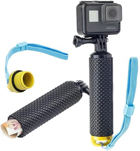 Digicharge Mango Flotante Agarre Impermeable Empuñadura para GoPro Lit Hero Hero13 13 MAX 2 Hero12 12, dji OSMO Action 5 Pro 4, Insta360, Cámara de Acción Deportiva Grip de Mano Flotador, Amarilla