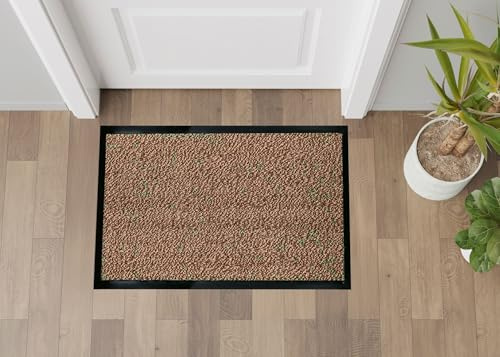 GENERICO Zerbino Asciugapassi Antiscivolo Antinciampo Tessitura Morbida Retro Gommato Varie Misure 100% Made in Italy tappeto asciugapasso (90x150 cm, BEIGE)