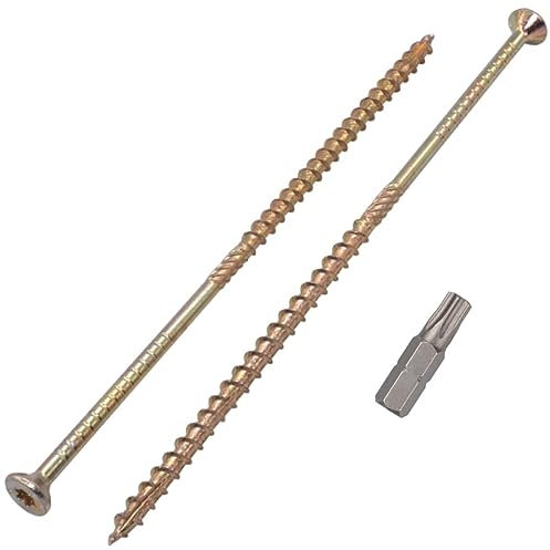 SKIR'CO Paquete de 40 tornillos universales de acero galvanizado de 6,0 x 200 mm, cabeza avellanada, cabeza torx, tipo 17, tornillos de aglomerado (40, 6 x 200 mm)