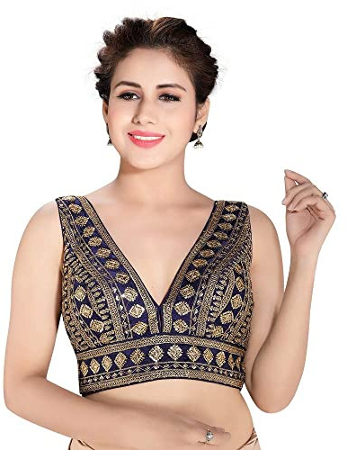 Glorenvally Fab Party Wear Bollywood Readymade Indian Ethnic Saree Blouse Crop Top Choli - (171)