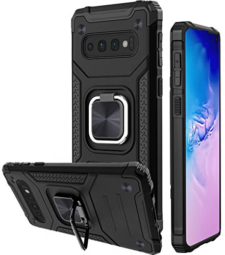 Honeyview ShockProof Case for Samsung Galaxy S10 with Ring Kickstand, Bumper Armour Phone Cover for Samsung Galaxy S10 - Black