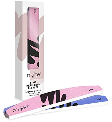 Mylee Lima per unghie a Doppia Grana 200/280 - Confezione da 2 – Lime Buffer, Manicure Professionale a Casa, Prepara, Leviga, Lucida, Modella e Perfeziona le Unghie