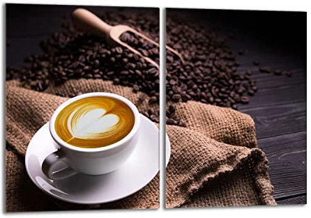 DarHaus Tabla de cortar decorativa de cristal templado y cubre vitro, Placa protectora de vitrocerámica 40 x 52 cm 2 piezas, para inducción, protección contra salpicaduras, decoración, CAFÉ