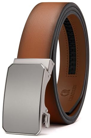 CHAOREN Automatik Gürtel Herren, Ledergürtel Ratsche für Herren Business Anzug, 35mm Breit Gürtel ohne löcher, Größe Angepasst
