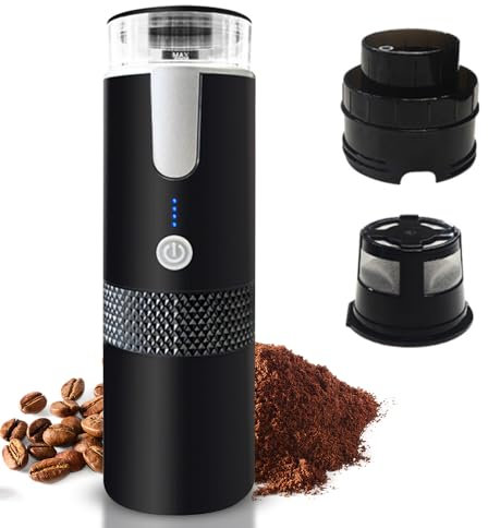 Irishom Máquinas de café expreso eléctricas portátiles Mini cafetera de una Sola porción de 6 oz con Taza de café en Polvo y contenedor de cápsulas Batería Recargable de 1200 mAh