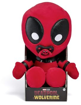 Simba Babypool plush figure, 26 cm, detailed superhero baby from the MARVEL Studios film Deadpool & Wolverine, toy for fans and collectors aged 15 and over