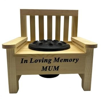 Mum Wooden Memorial Bench with Flower Insert Pot Graveside Crematorium Plaque Garden