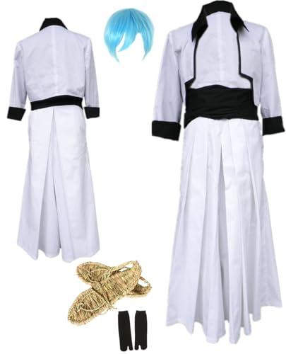TYRHDJZQ Anime cosplay vit jacka Kendo-byxor herrkläder halloween kostym