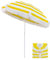 Gelb und Weiß Gestreifter Strandschirm mit Fransen UV50+ Schutz 180cm Terrassenschirm mit Neigung Wasserdicht Outdoor Regenschirm für Garten Rasen und Deck