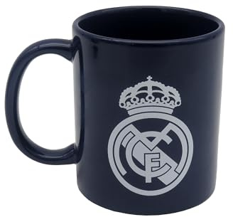 CyP Brands-Real Madrid, Taza para Desayuno en Caja, de Cerámica, 300 ml, Color Azul con Escudo en Blanco, Producto Oficial
