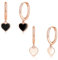 Cangall Silver Drop Hoop Earrings for Women, Sterling Silver Heart Dangle Hoop Earrings Set, Simple Small Rose Gold Charm Dangling Cuff Sleeper Hoop Earrings, Cute Heart Love Drop Cartilage Earrings