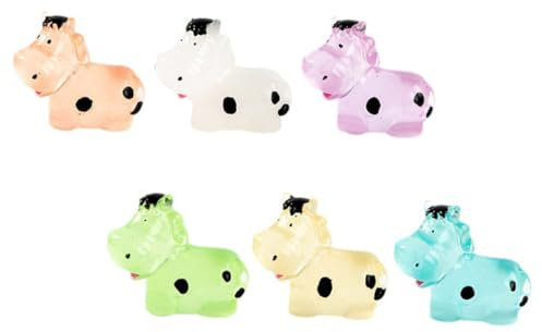 POPETPOP 6stücke Miniatur Kuhfiguren Resin Leuchtende Kleine Kühe Für Garten Und Heimdekoration Niedliche Tierornamente Für Mikrogärten Und Puppenhäuser Und Gesten