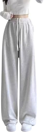 Kids Pants Girls Age 4-14 Years Spring Winter Baggy Trousers for ADO Girls Elastic Waist Loose Comfy School Casual Sports Athletic Vacation Streetwear Sweatpants (Grey, 10-12 Years)