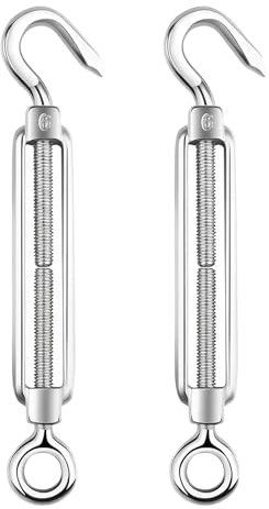 2 Stück Spannschloss, Seilspanner, Edelstahl Drahtseil Spanner mit Verstellbare Haken und Öse, Spannschlösser Seilspanngarnitur für Spanner Seilsystem Gartendraht Zaunspanner