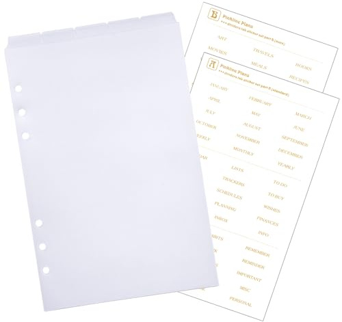 DY.2ten Transparent Intercalaires en Plastique,Pour Classeur A5, Séparateurs Planificateur 6 trous, Onglet de Page d'index pour le Carnet de Notes，Avec stickers
