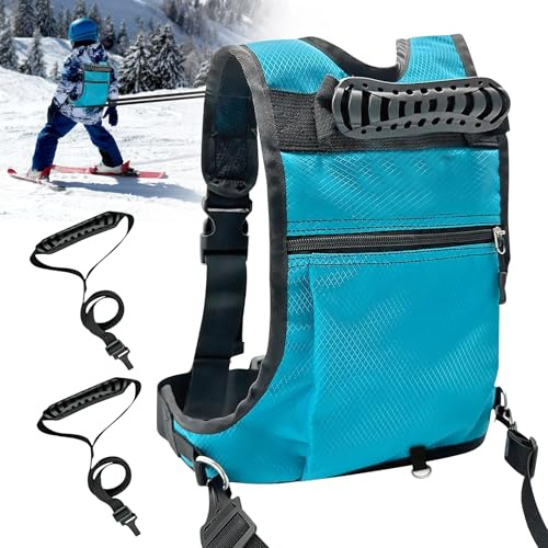Arnés De Esquí para Niños,Arnés De Entrenamiento De Esquí para Niños,Correa De Hombro De Seguridad para Esquí,Arnés De Entrenador De Esquí para Principiantes,Niños,Patinaje sobre Hielo(Azul)