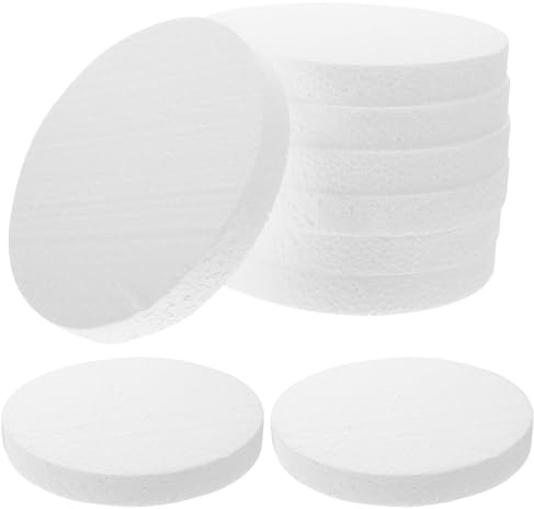WOONEKY 16 piezas Discos de Espuma Blanca de Grosor para Manualidades DIY Bandeja para Moldear y Practicar Decoración de Tartas Reutilizables y Ligeros para Exhibiciones y Eventos