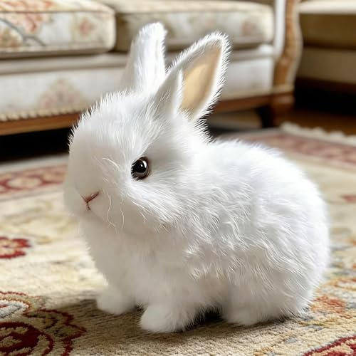 My Realistic Bunny Toy, Easter My Realistic Interactive Bunny - Jumping,Twitching and Shaking Ears(White)