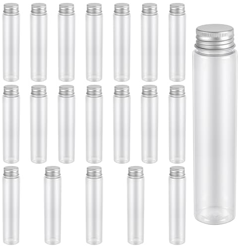 YIXNSW 20 stycken 110 ml plast provrör, 34 x 150 mm provrör med skruvlock, provrör plast lämplig för förpackning av blommor, godis, gör-det-själv, heminredning