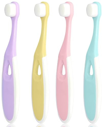Wcawnlt Lot de 4 Brosses à Dents Bébé - Poils Doux pour Enfants, Brosse à Dents Nano Bébé avec 10000 Poils Extra-Doux, pour Enfants de 2 à 12 ans, Idéale pour un Nettoyage Dentaire en Douceur