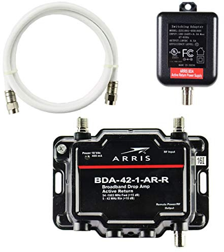 Arris 1-Port Cable, Modem, TV, OTA, HDTV Amplifier Signal Booster with Active Return and Coax Cable Kit