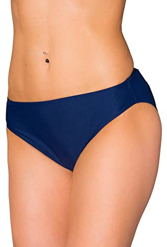 Aquarti Bikinihose Damen mit mittlerem Bund – Klassische Bikinihosen für Damen in Unifarben, Farbe: Dunkelblau, Größe: 44