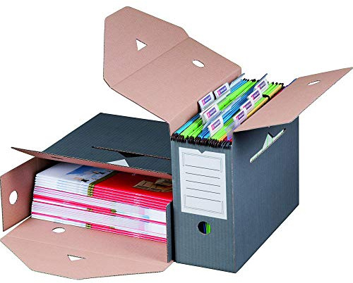 Cartone conveniente scatola di archiviazione per cartelle sospese, confezione da 10 pezzi, grigio