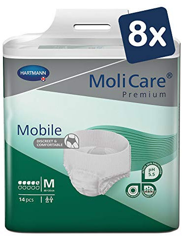MoliCare Premium Mobile Einweghose: Diskrete Anwendung bei Inkontinenz für Frauen und Männer; 5 Tropfen, Gr. M (80-120 cm Hüftumfang), 8x14 Stück