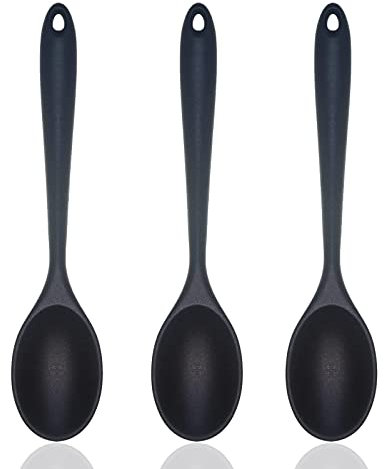 3 Pezzi Cucchiaio e Spatola da Mescolare in Silicone per Cucina, Utensili da Cucina