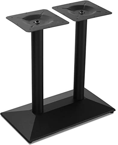WOQLIBE Tischgestell 72cm Tischbeine mit Doppelt Säulen Stahl Untergestell Rechteckig Bodenplatte Bistrotisch Tischgestell Schwarz