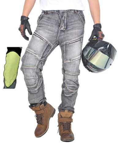 Pantalón Moto Hombre/Mujer, Vaqueros Moto Stretch, Cintura Elástica y Diseño Cómodo para Uso Urbano