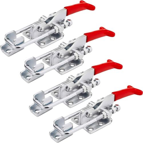 4 Piezas Abrazadera de Palanca Pestillo, GH431 Abrazadera de Palanca Metálica Abrazadera de Bloqueo Rápido Herramienta de Liberación Rápida Horizontal Autobloqueo Toggle Clamp para Cajas de Gabinete