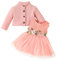 JiAmy Vestido de niña para bebé, sin Mangas Flores tutú Vestidos y Manga Larga cárdigan de gofre 2 Piezas Boda Fiesta de Cumpleaños Conjunto para niñas de 18-24 Meses Rosa