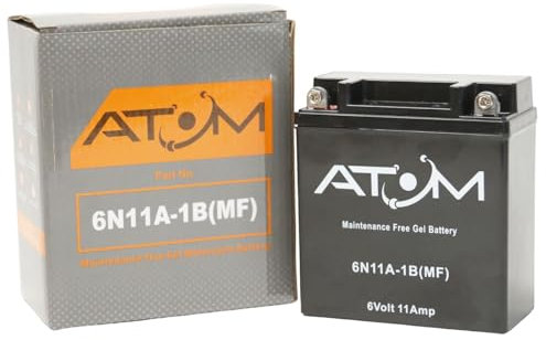 6N11A-1B - Atom Gel Motorcycle Battery Factory Sealed 6V 11Ah