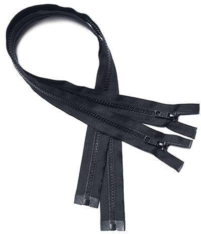KGS Séparable Plastique Fermeture Éclair pour Les Jackets | 2 Pièces par Paquet | Couleur: | Taille: (Noir, 65 CM)