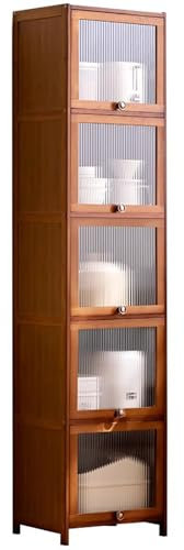 WXXSHGDW Mueble Bar, Nevera Vinos, Armarios Cocina Mueble Cafetera, Nevera para Vinos Material de Bambú y Acrílico, para Cocina, Comedor, Sala de Estar(Brown)