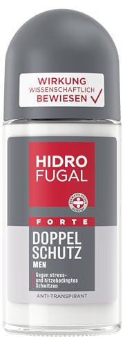 Hidrofugal MEN FORTE Doppia protezione Roll-on, deodorante roller con forte antitraspirante protezione contro la sudorazione causata da stress e calore, deodorante senza alcool etilico (50 ml)