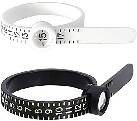 2 Stück Ringgrössenmesser | Ring Größenmesser | Wiederverwendbares Ringmesser Finger mit Lupe | Ring Messer Finger Gadgets | Ring Sizer für Damen und Herren (US Größe 1–17)