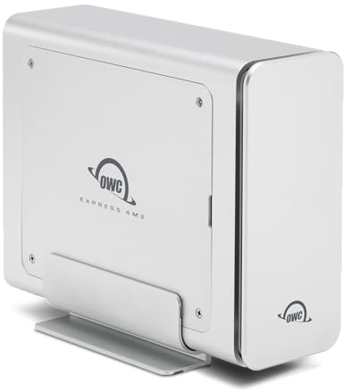 OWC Express 4M2 SSD Enclosure for up to 4 NVMe Solid State Drives M.2 2230/2242/2280 , Thunderbolt 4 up to 3200Mbps RAID 0/1/4/5/10/JBOD Mac/PC Compatible Aluminium Heatsink (0TB Incl SoftRAID)