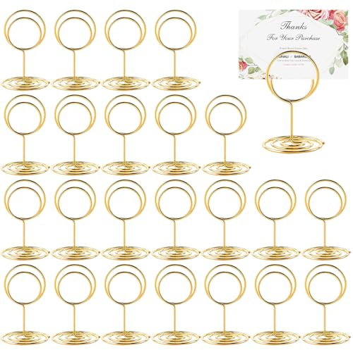 Kinfezlon 24 Stück Tischkartenhalter, Menükartenhalter, Fotohalter mit Klammern, Kartenhalter Hochzeit, Kartenhalter Tisch, Tischkartenhalter Gold, Mini Fotohalter für Hochzeit, Geburtstagsfeiern