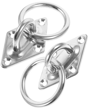 Yardenfun 2pcs Stainless Steel 304 M6 Diamond Hitching Rings Truck Trailer Tie down Anchors with Round Plate for Suspension, Ceiling and Wall Mount, Heavy Duty Lashing and Hammock Anchor