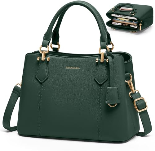 RAINSMORE Handtasche Damen Mittelgroß PU Leder Damenhandtaschen Klein Henkeltaschen Damen Umhängetasche Tasche Damen Tote Bag Schultertaschen Grün