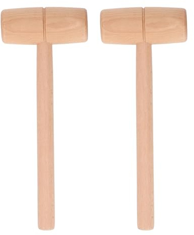 NOENNULL Marteau en Bois 2 Pièces avec Poignée, Marteau à Bois avec Joint Intérieur, Outil de Taraudage en de Hêtre, en Polyvalent pour Outil de Menuiserie de Bricolage (Petite taille)