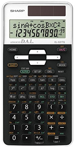 Sharp EL-531 TG-WH Wissenschaftlicher Schulrechner (2-zeilige Anzeige, D.A.L.-Eingabe, Solar- und Batteriebetrieb) Weiß